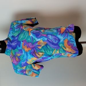 Vintage 80s bold colorful turtleneck blouse